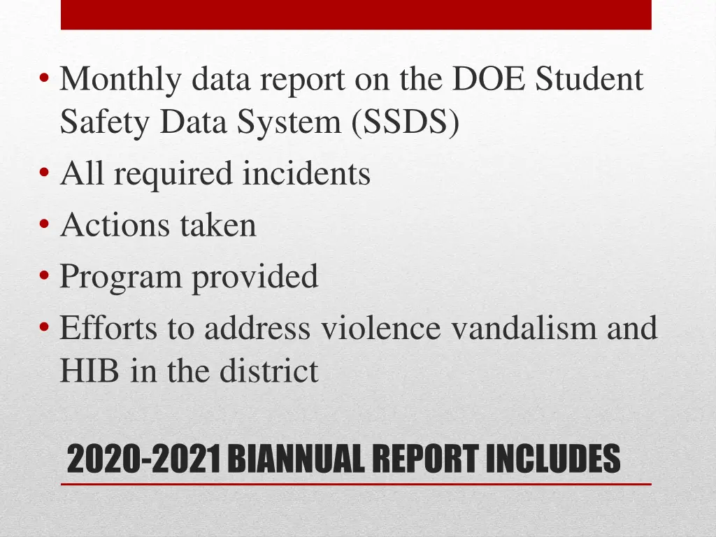 monthly data report on the doe student safety