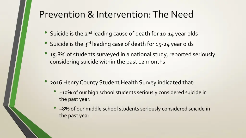 prevention intervention the need