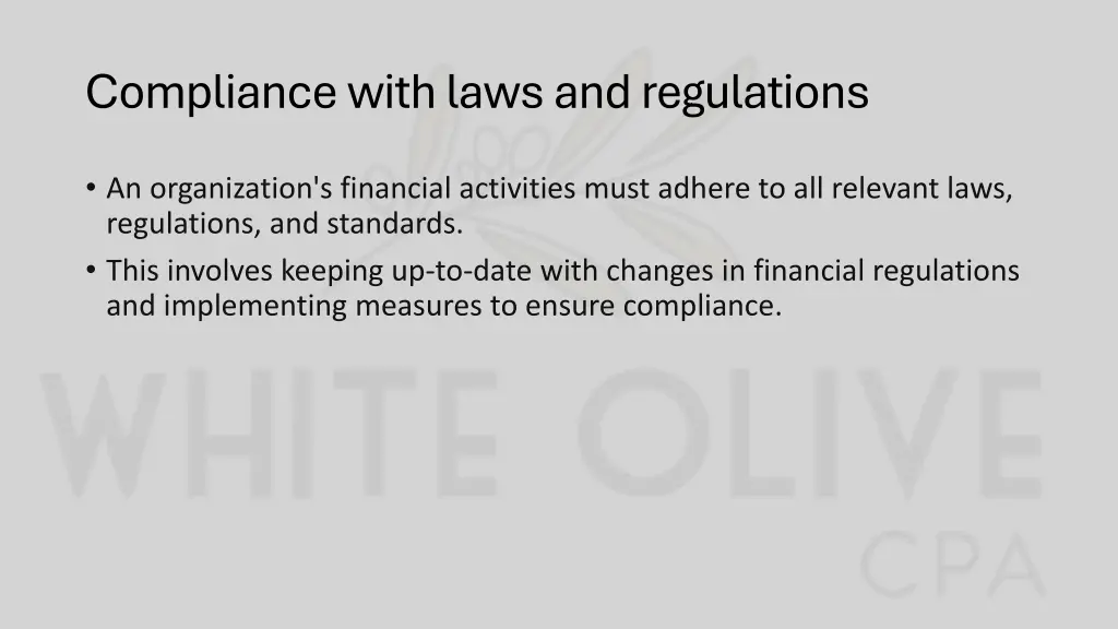 compliance with laws and regulations
