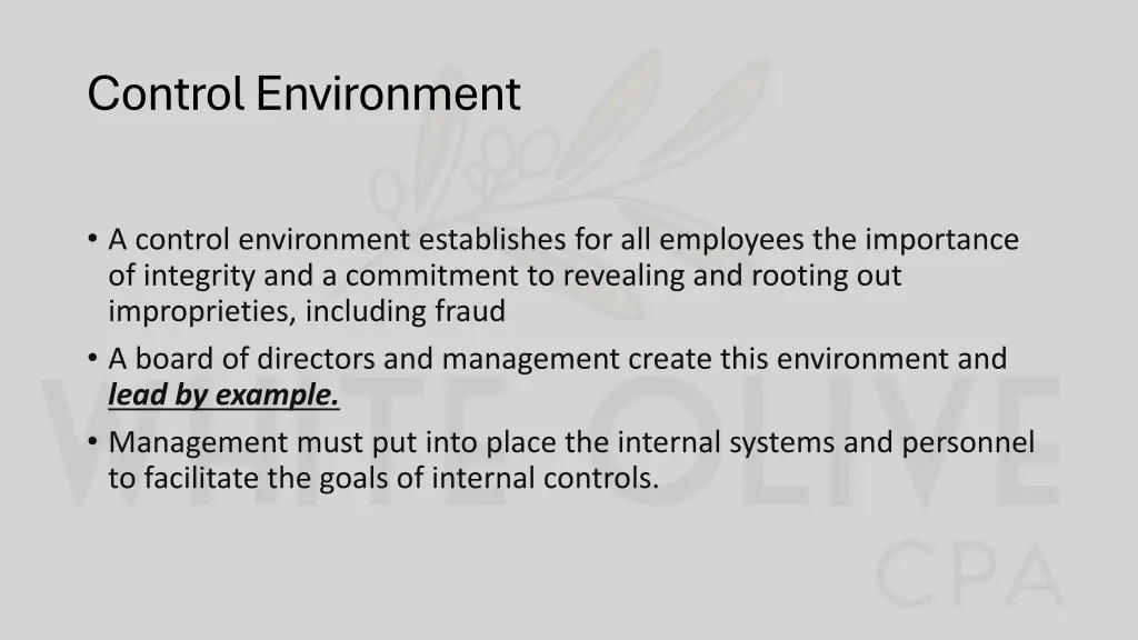 control environment