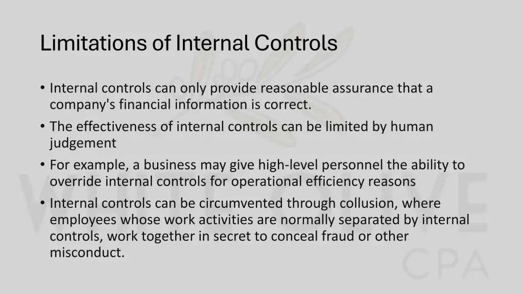 limitations of internal controls