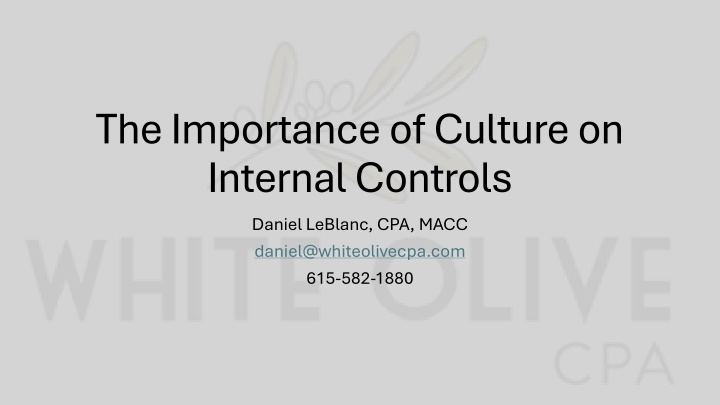 the importance of culture on internal controls