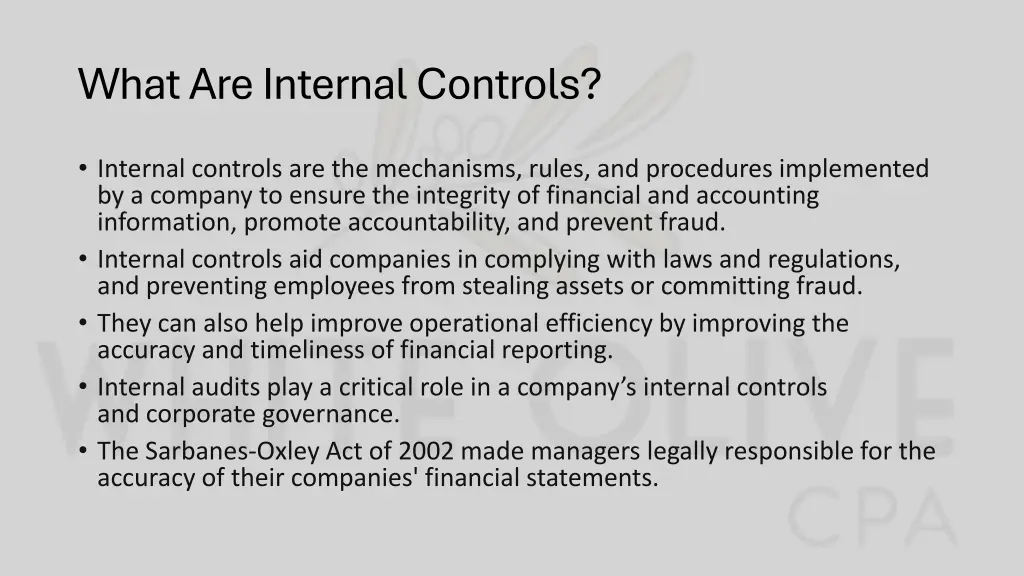 what are internal controls
