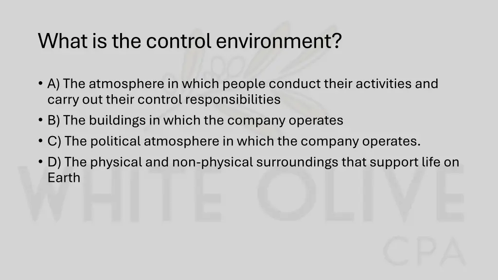 what is the control environment