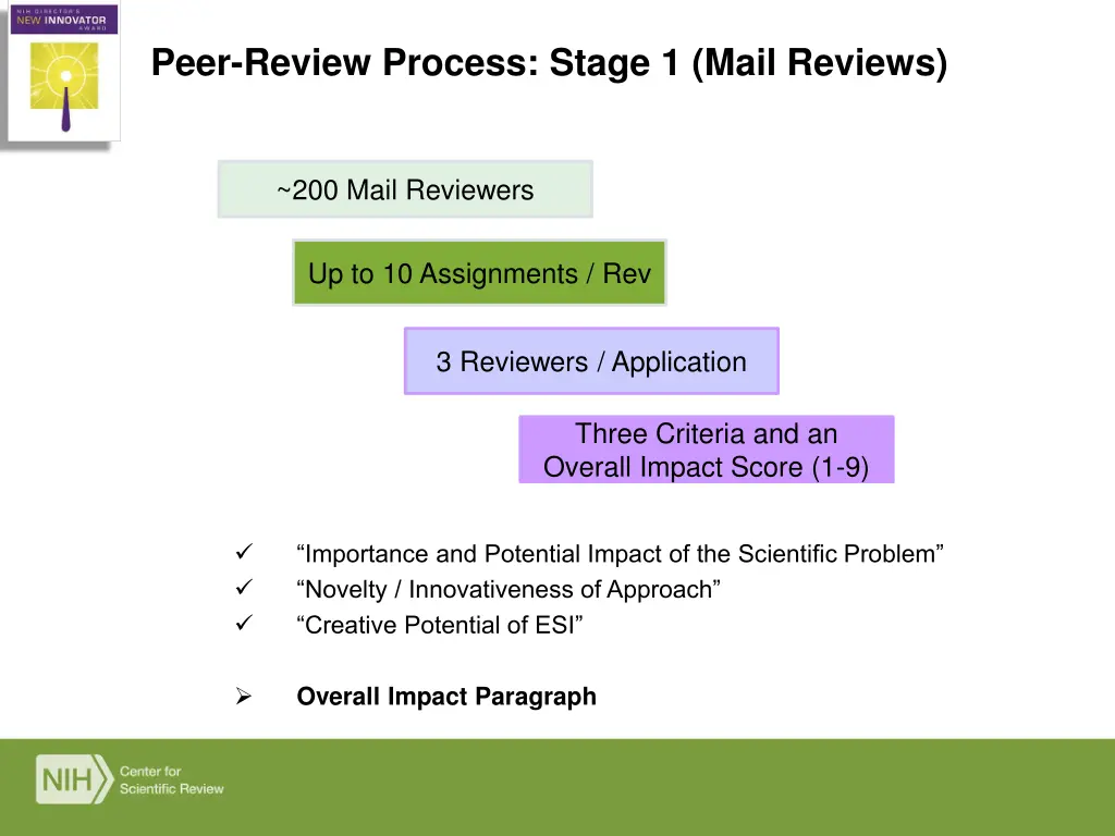 the nih director s new innovator award program 1