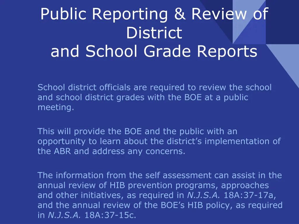 public reporting review of district and school