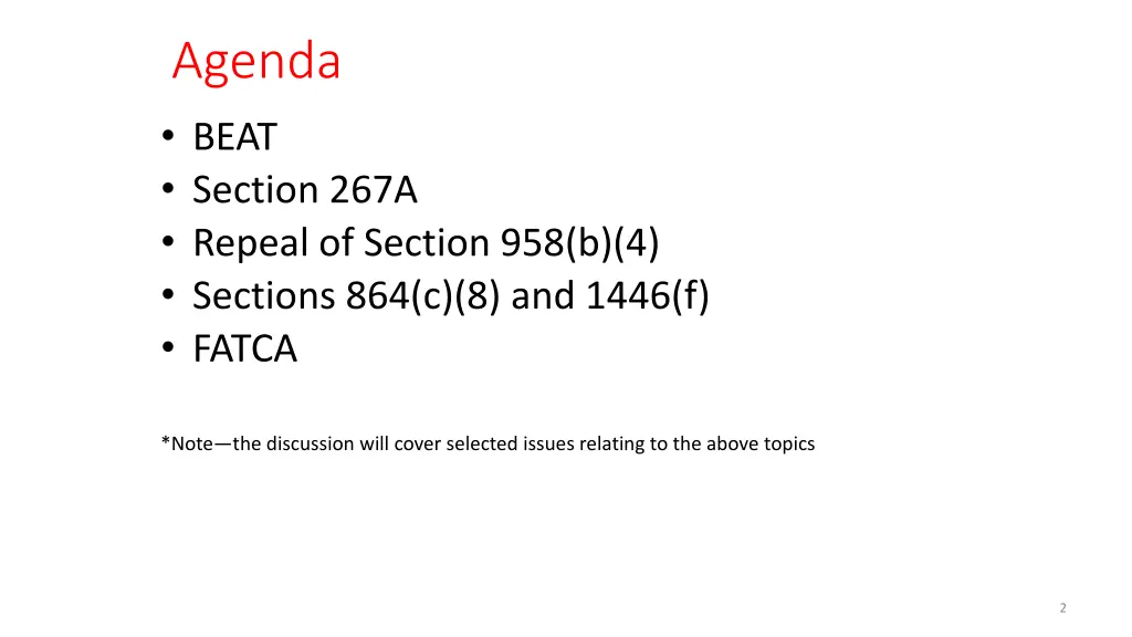agenda beat section 267a repeal of section