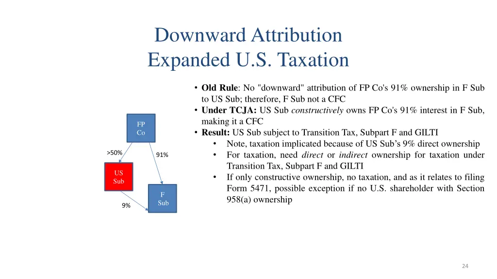 downward attribution expanded u s taxation