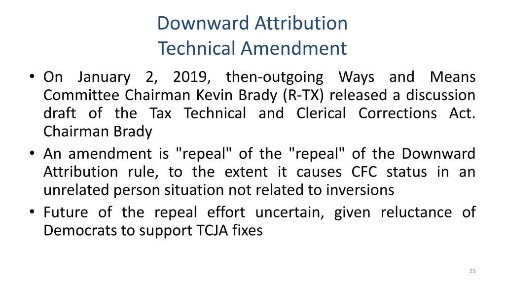 downward attribution technical amendment