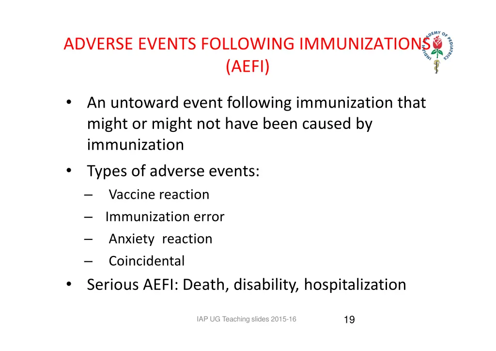 adverse events following immunizations aefi
