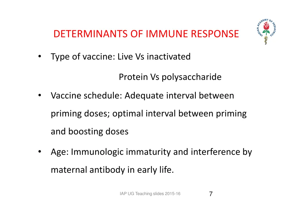 determinants of immune response