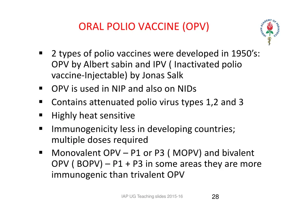 oral polio vaccine opv