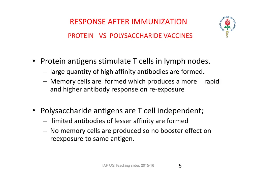 response after immunization