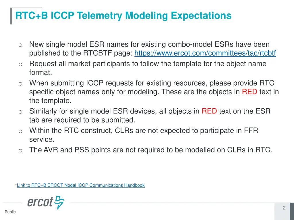 rtc b iccp telemetry modeling expectations