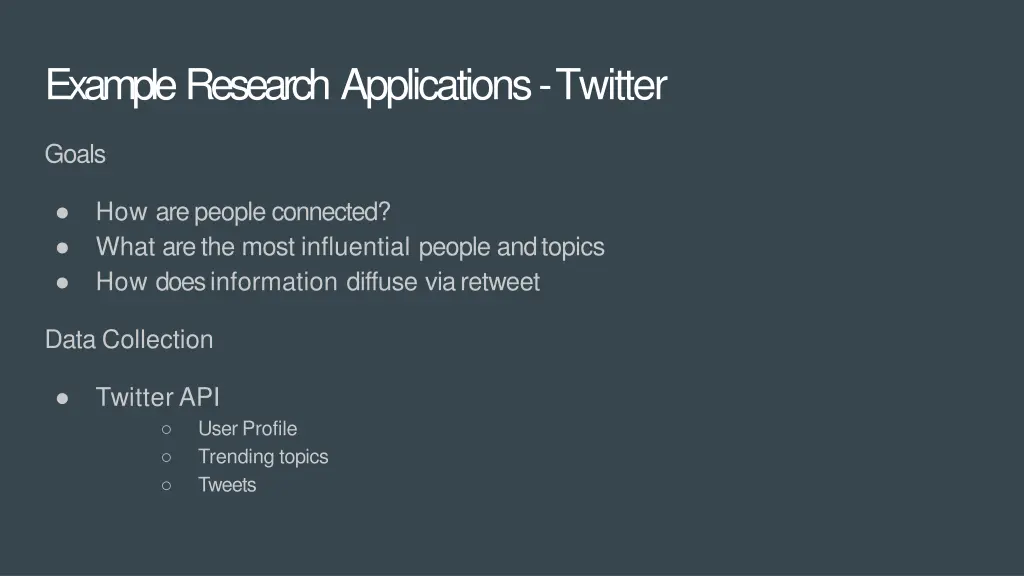 example research applications twitter