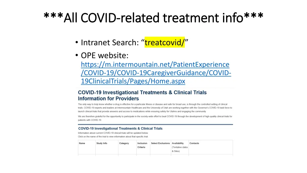 all covid all covid related treatment info