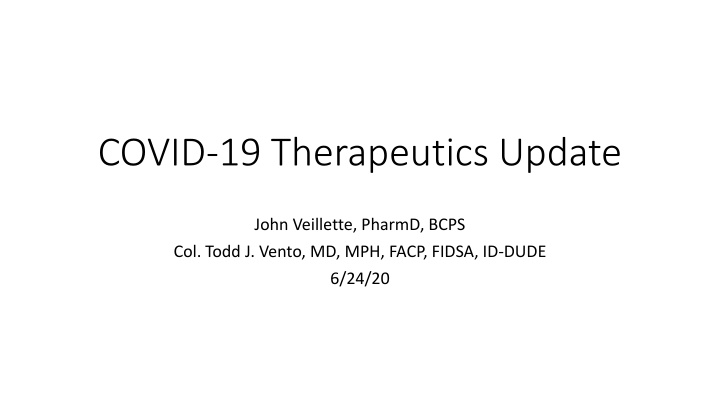 covid 19 therapeutics update