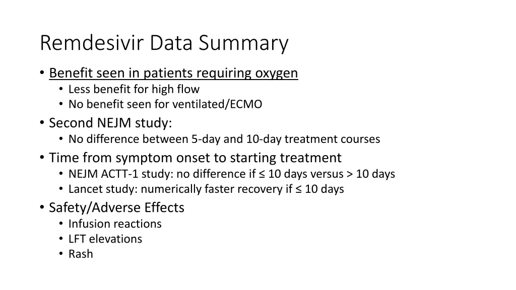 remdesivir data summary