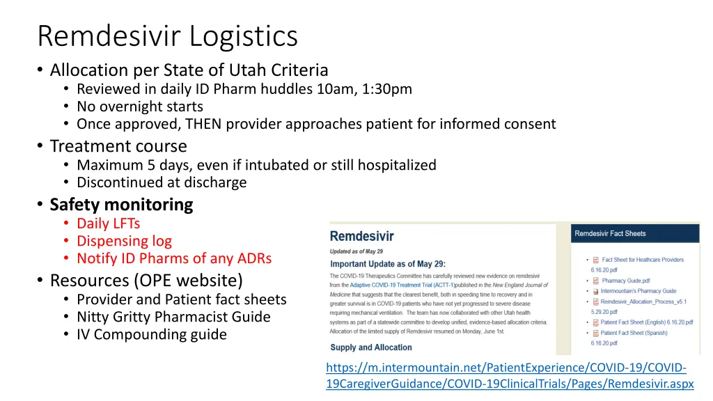 remdesivir logistics allocation per state of utah