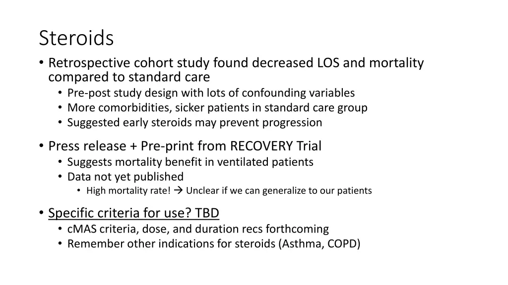 steroids retrospective cohort study found