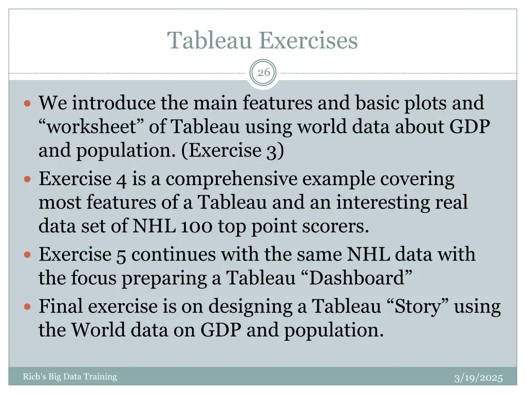 tableau exercises
