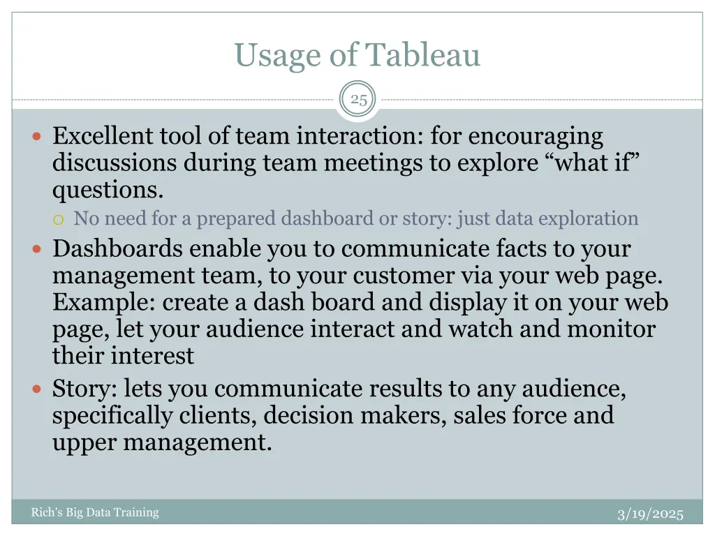 usage of tableau