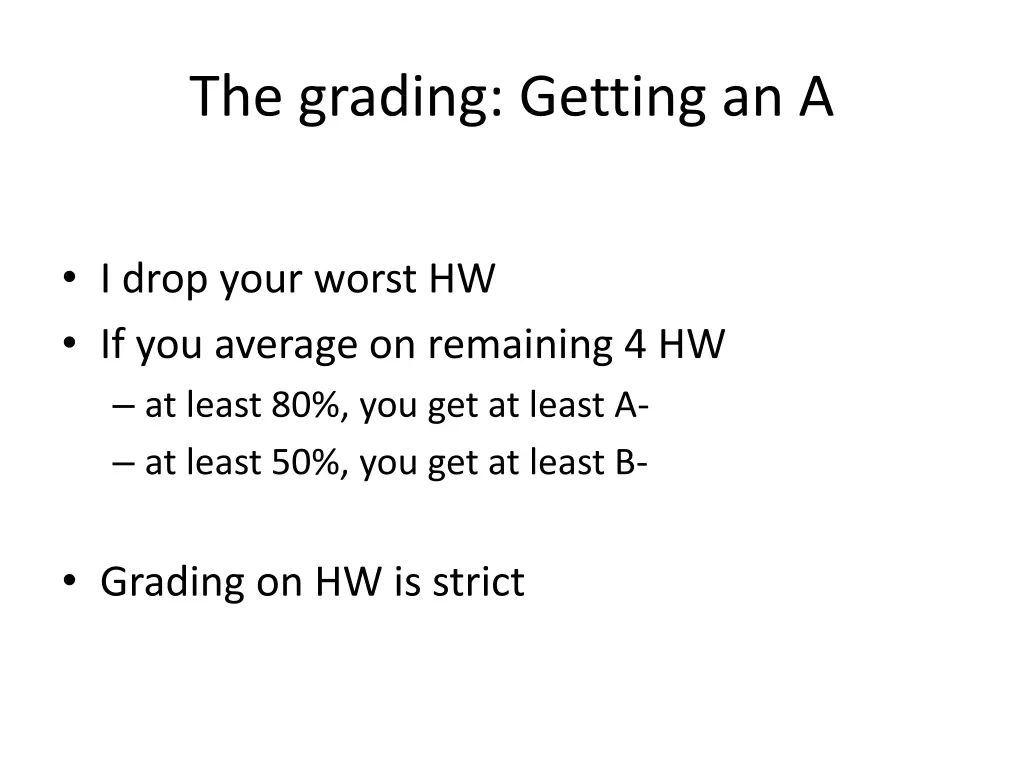 the grading getting an a