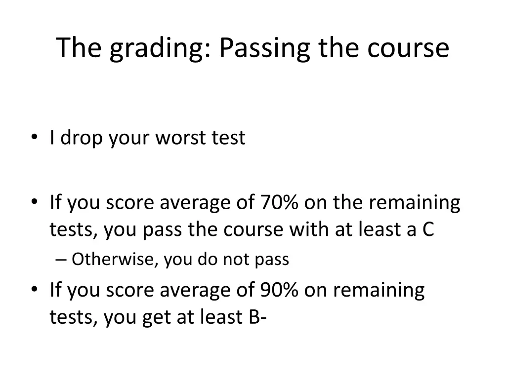 the grading passing the course