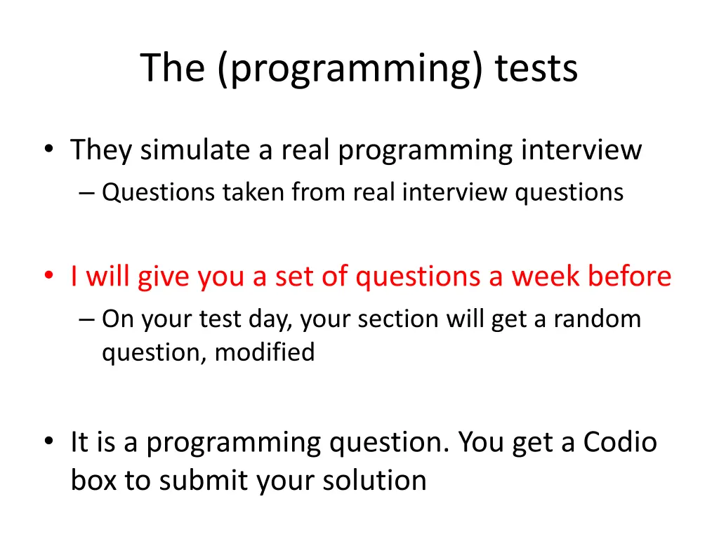 the programming tests