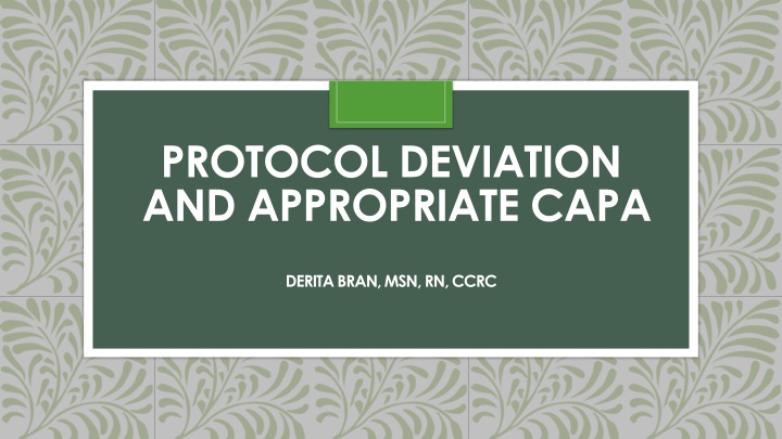 protocol deviation and appropriate capa