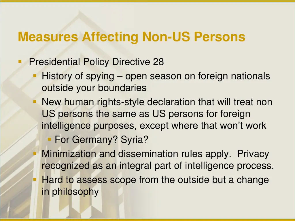 measures affecting non us persons