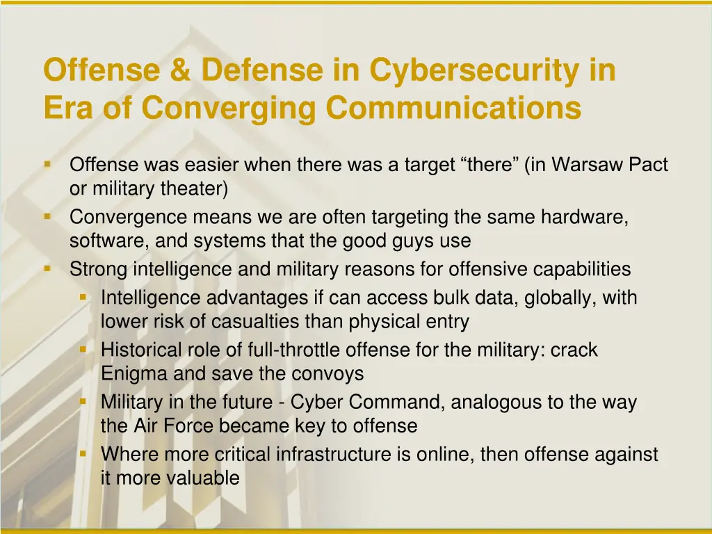 offense defense in cybersecurity