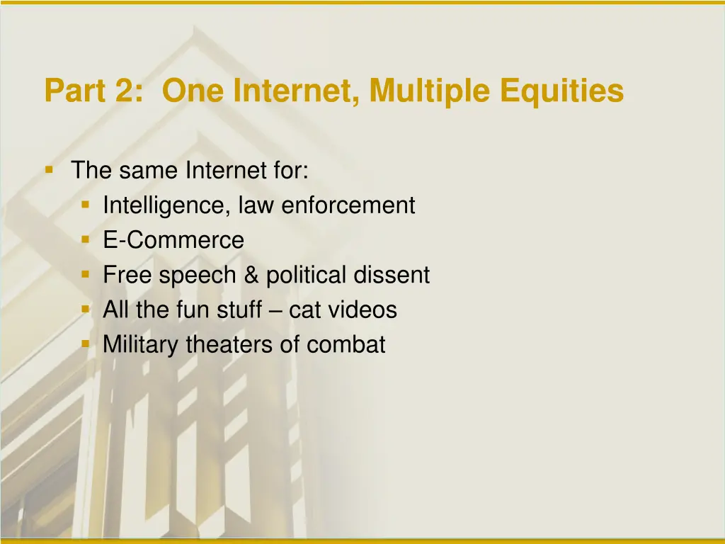 part 2 one internet multiple equities