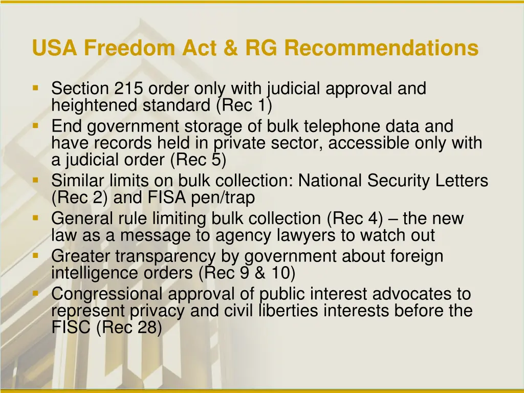 usa freedom act rg recommendations
