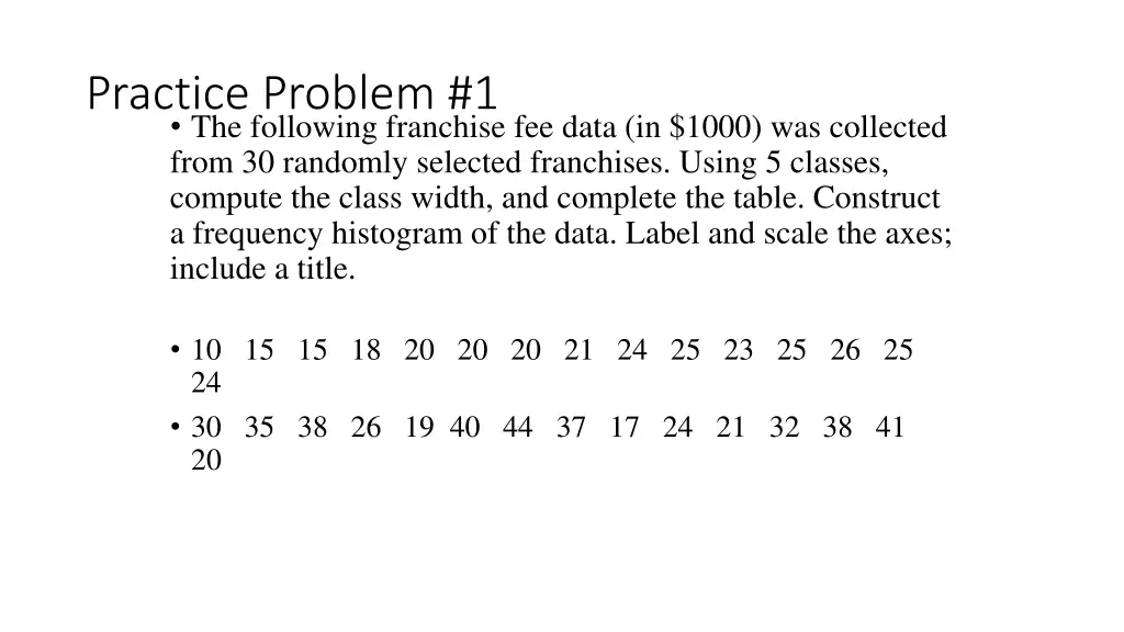 practice problem 1 the following franchise