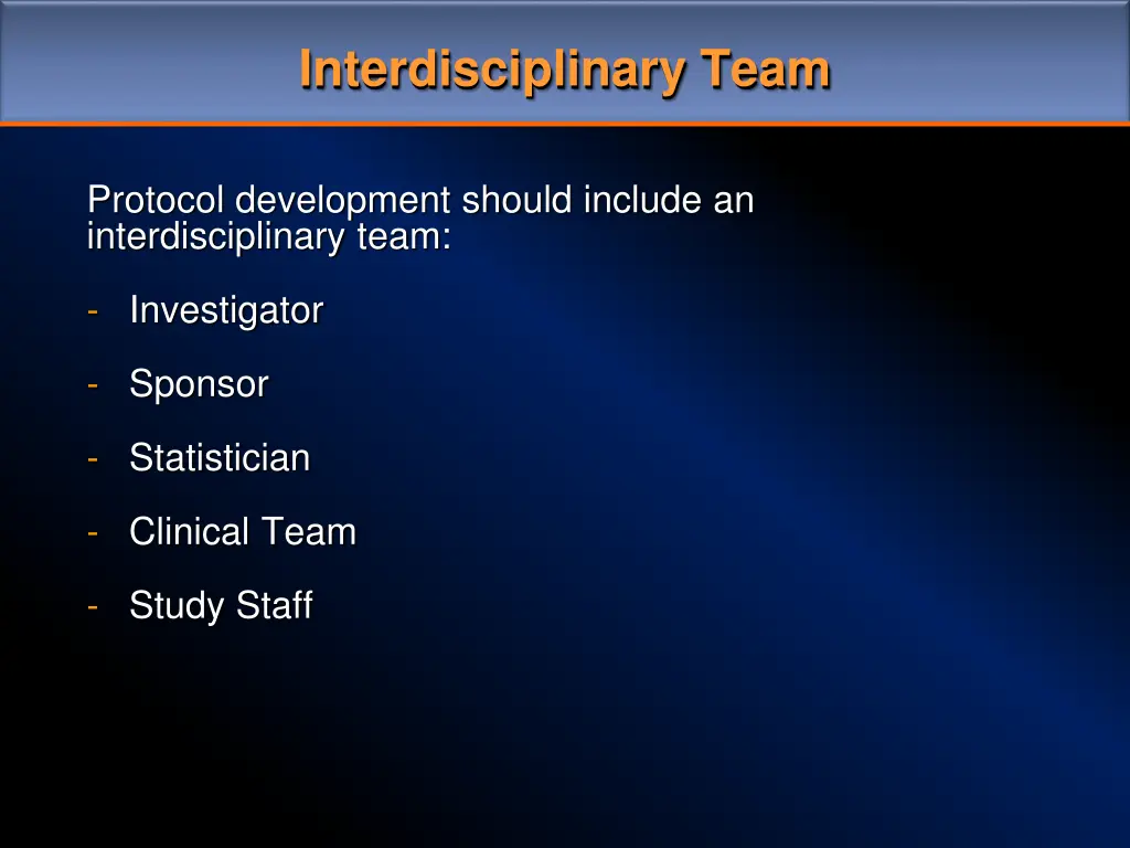 interdisciplinary team