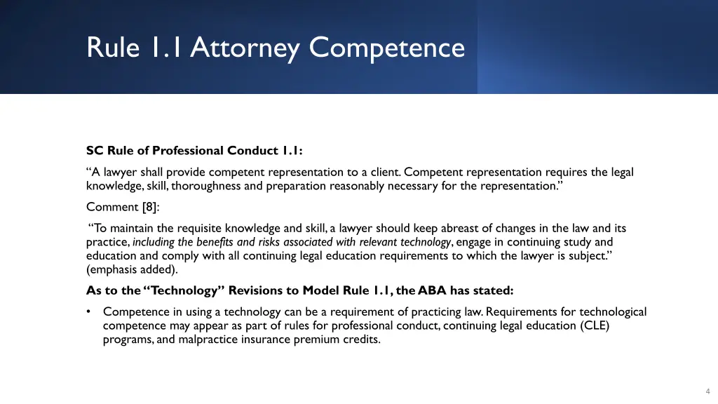 rule 1 1 attorney competence