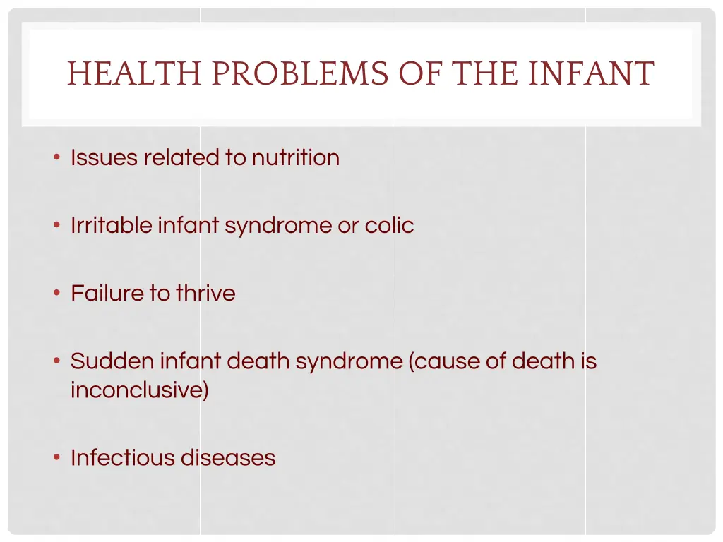 health problems of the infant
