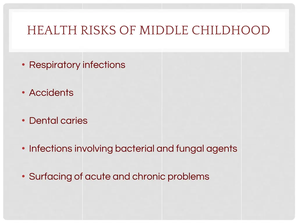 health risks of middle childhood