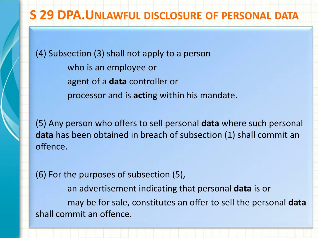s 29 dpa u nlawful disclosure of personal data 1