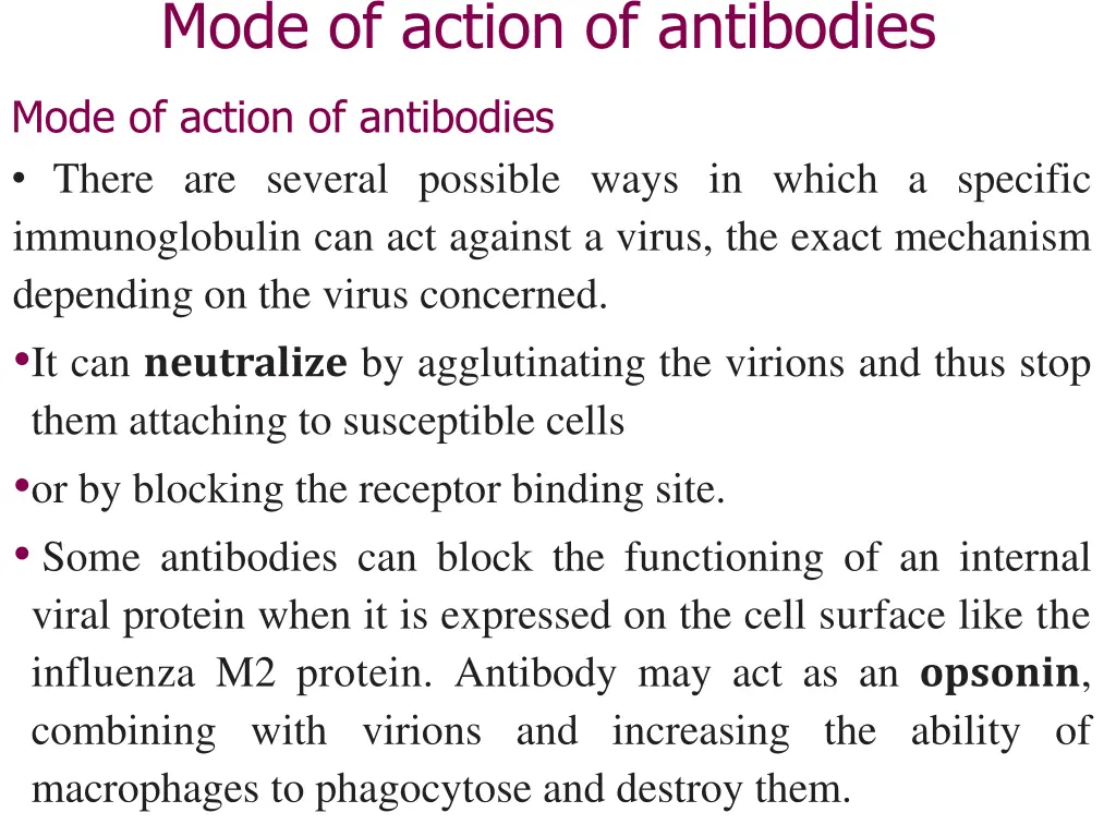 mode of action of antibodies