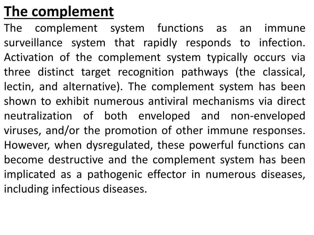 the complement the complement system functions