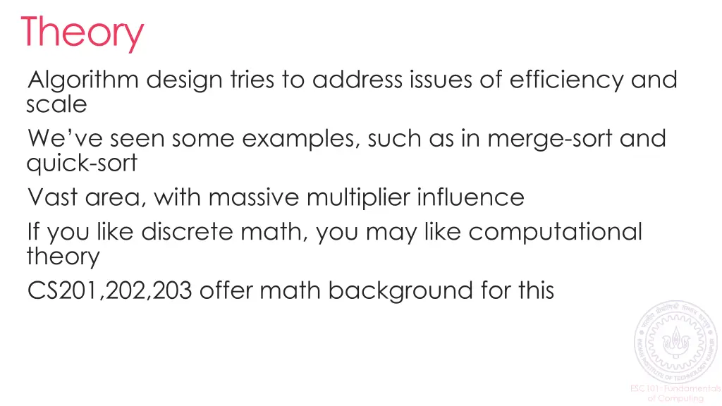 theory algorithm design tries to address issues