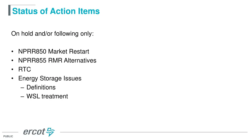 status of action items
