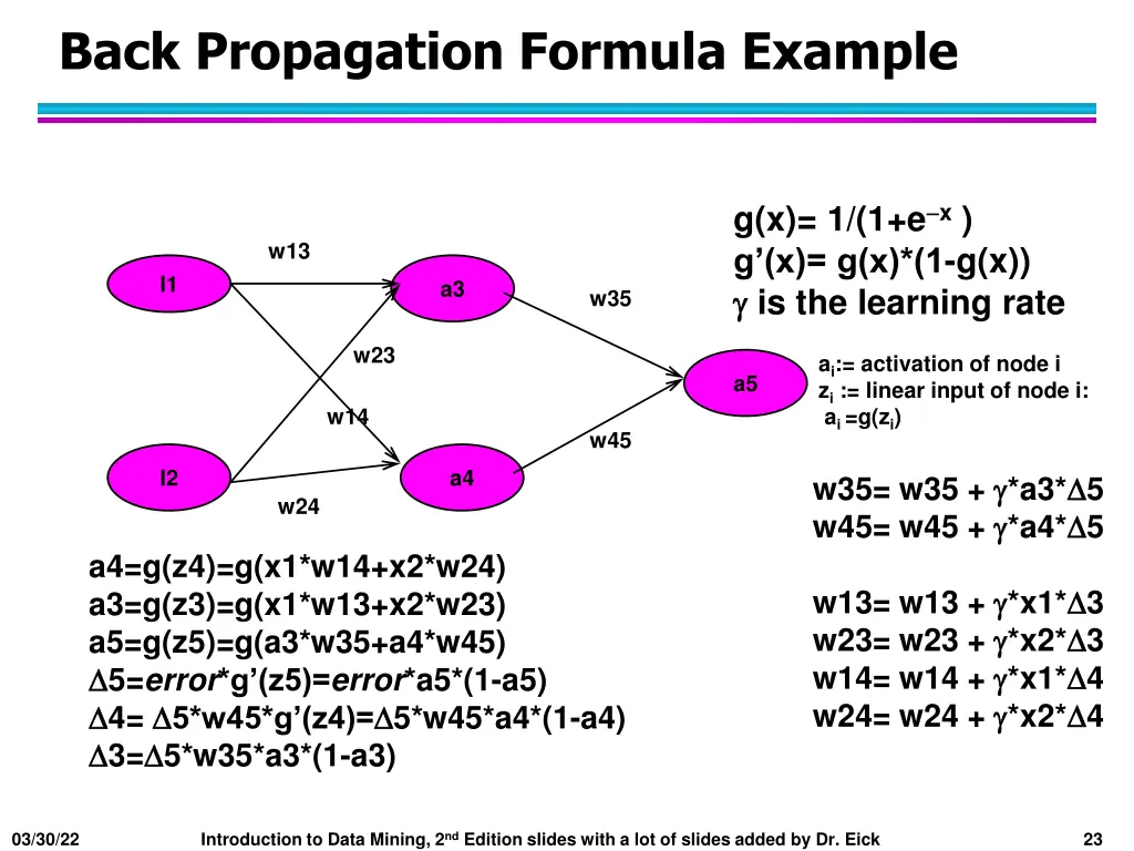 back propagation formula example