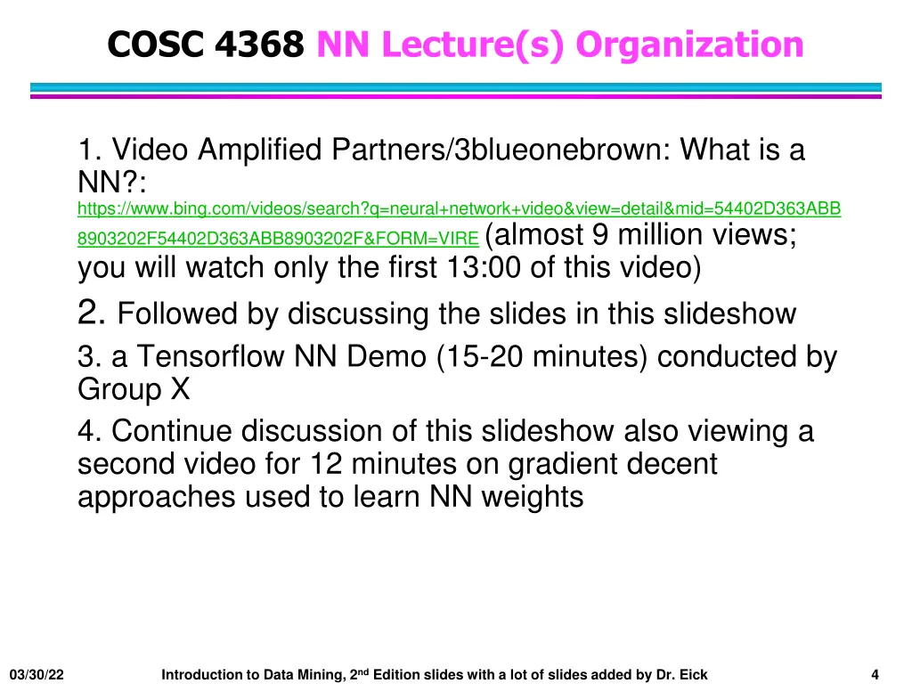 cosc 4368 nn lecture s organization