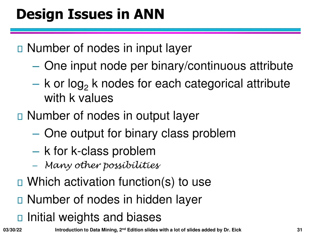 design issues in ann