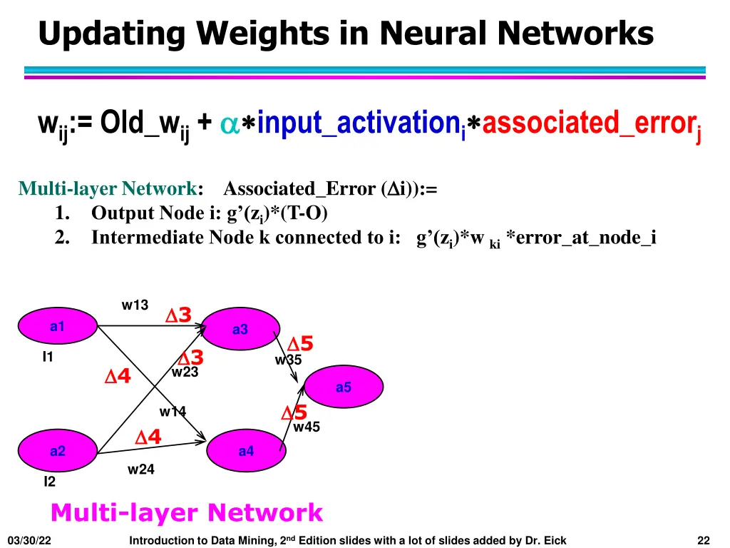 updating weights in neural networks