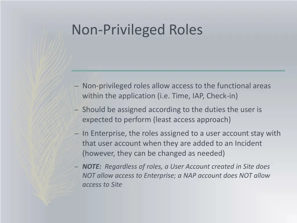 non privileged roles
