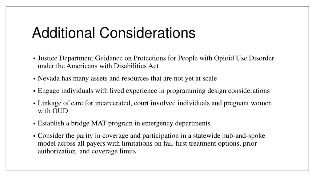 additional considerations